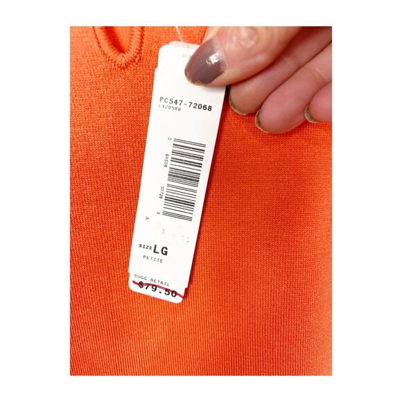 Pendleton Women's Silk Blend Orange Sweater Crew Neck Short Sleeve Cut Out PL - Picture 5 of 5